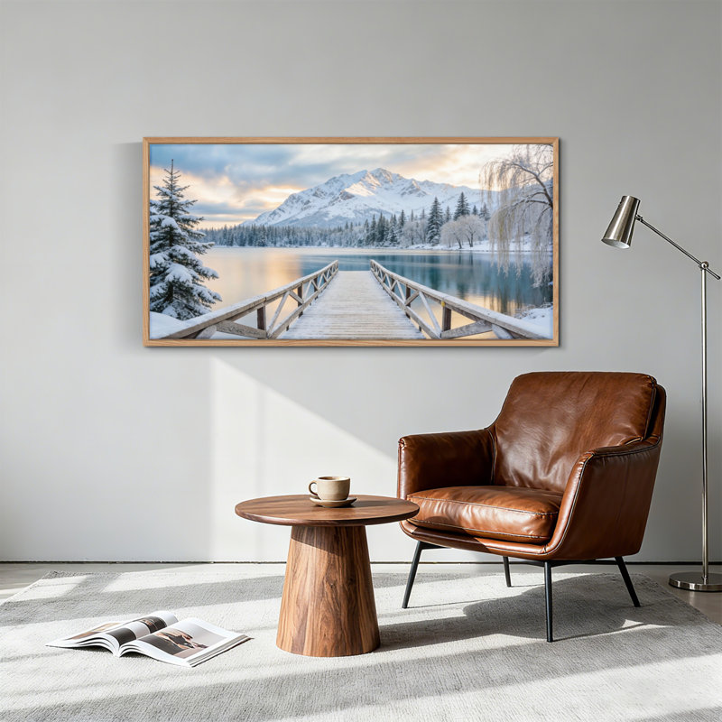 Paysage d'hiver, ensemble de reproductions d'art sur toile encadrées de 1 x 58 x 28 pouces, 58 po x 28 po