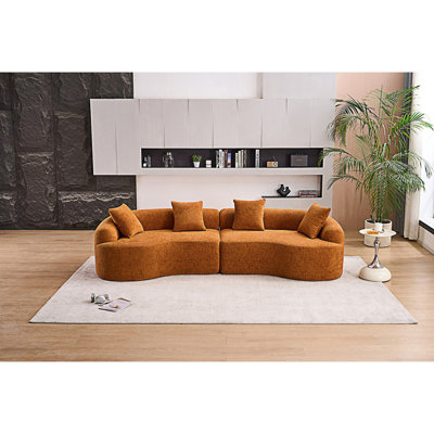 Canapé modulaire Boneless Comfy, canapé 4 places orange avec 4 coussins, canapé modulaire