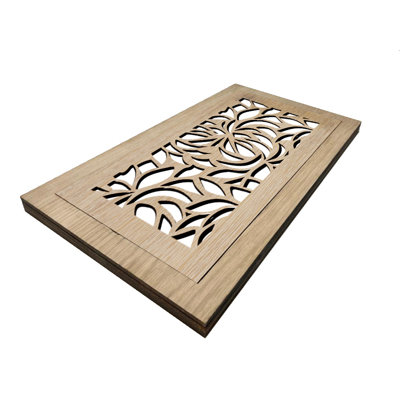Registre de plancher de bois franc. Ouverture de conduit 4 x 12 (total 7 x 15) - Conception à feuilles