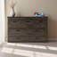 Grand lit escamotable Murphy avec station de charge, lit plateforme pliable multifonctionnel avec 1 grand tiroir de rangement pour chambre d'amis, petite chambre, gris rustique-108490109-108490099