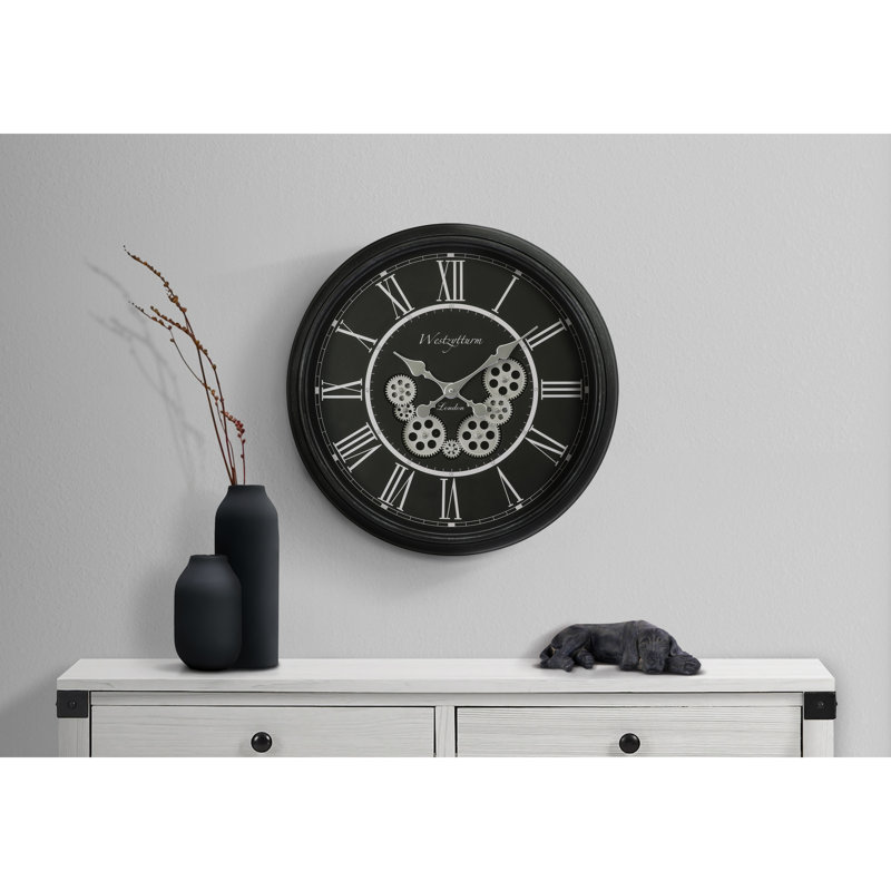 Rond, mécanisme d'engrenage, grande horloge murale