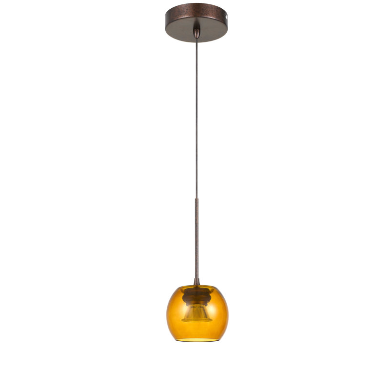 Luminaire sphère suspendu 1 lumière del simple Laflin, Ambre, Ambre