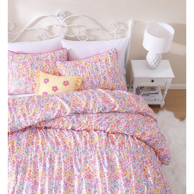 Garden Posies Pink Embellished Soft Microfiber Comforter Set