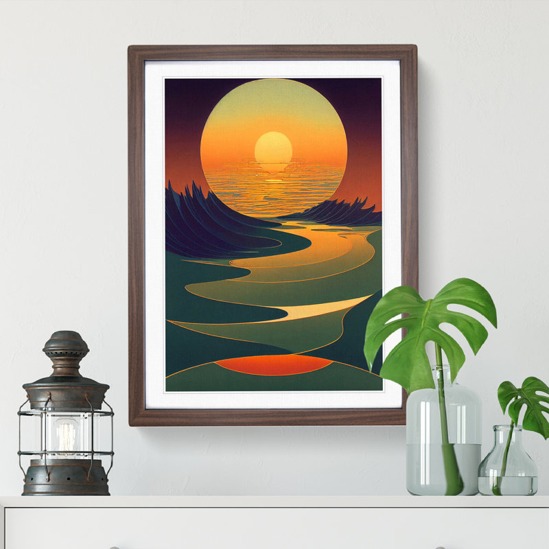 Stunning Abstract Sunset - Framed Print, 64cm H x 46cm W x 2cm D, Walnut 