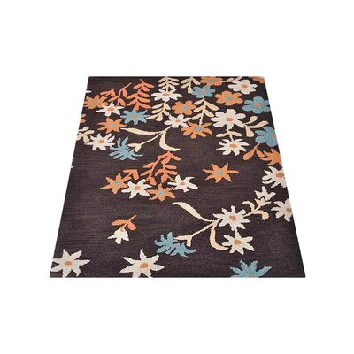 Cohocton HAND TUFTED WOOL ECO-FRIENDLY AREA RUGS, Brown Color, Floral Design -  Alcott HillÂ®, 1D8BDED84D734C5B8718562C2BB7DEE8