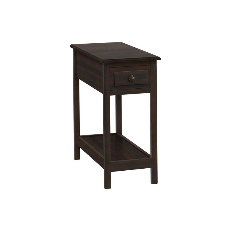 Table d'appoint polyvalente à 2 niveaux avec tiroir de rangement, parfaite pour les espaces étroits dans les chambres et les salons.