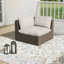 Dumont 1-Piece Wicker Patio Corner Sofa With Beige Cushions