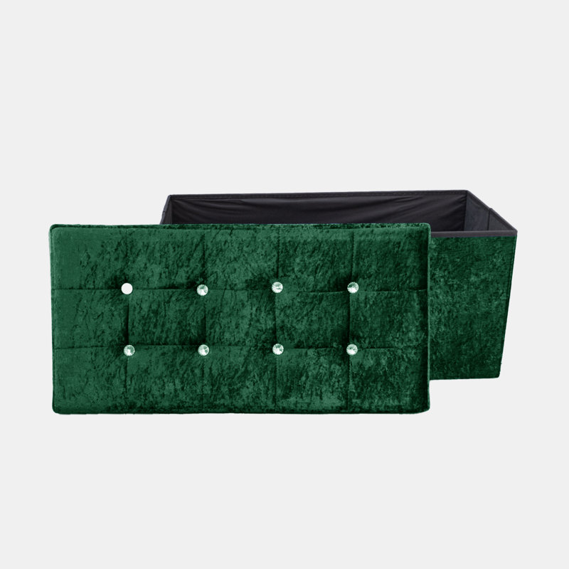 38 CRUSHED EMERALD STORAGE BOX, 38cm H x 80cm W x 7cm D