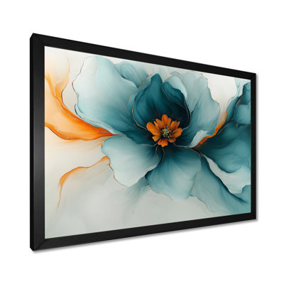 Abstract Ranunculus Golden And Aqua Glow II - Ranunculus Large Wall Art