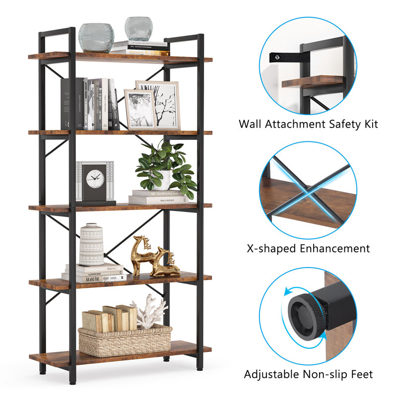 Fard 31.5'' W Steel Shelving Unit, Brown