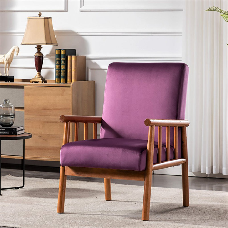 Wide Classic Mid-Century Modern Arm Chair, Purple