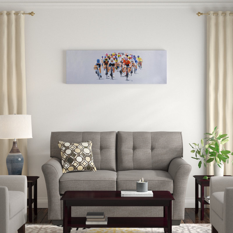 « cycle compétition », reproduction de peinture à l’acrylique sur toile tendue, H 16 po x l 48 po x P 1,5 po