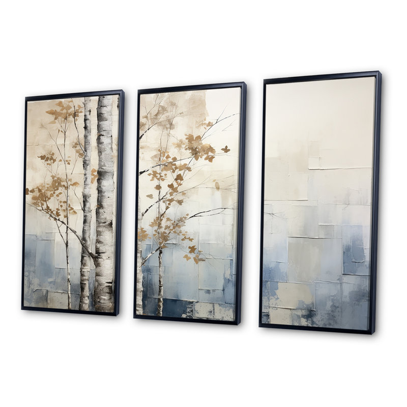 Croce - ensemble d'art mural forêt, H 28 po x l 36 po x P 1 po, Cadre flottant noir