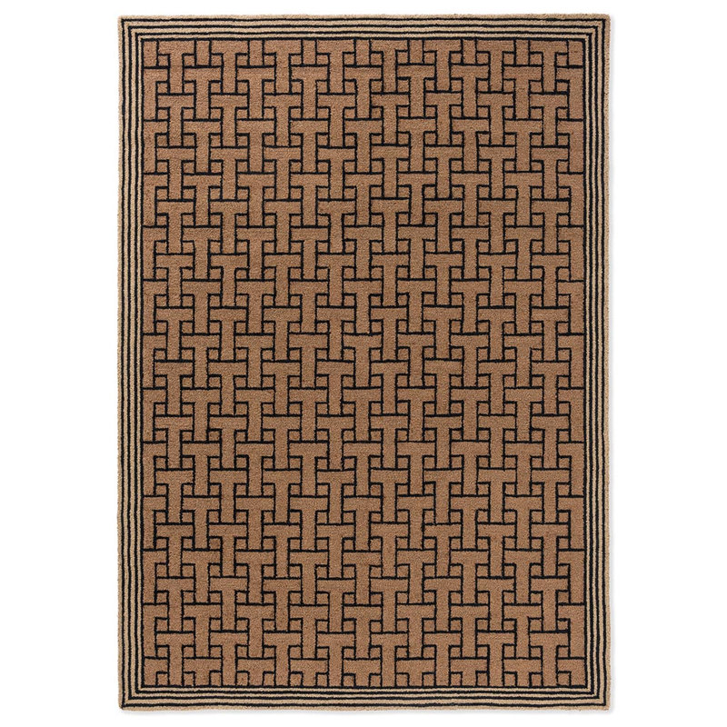 Geometric Area Rug in Light Brown/Black, Rectangle 5'3" x 7'6"