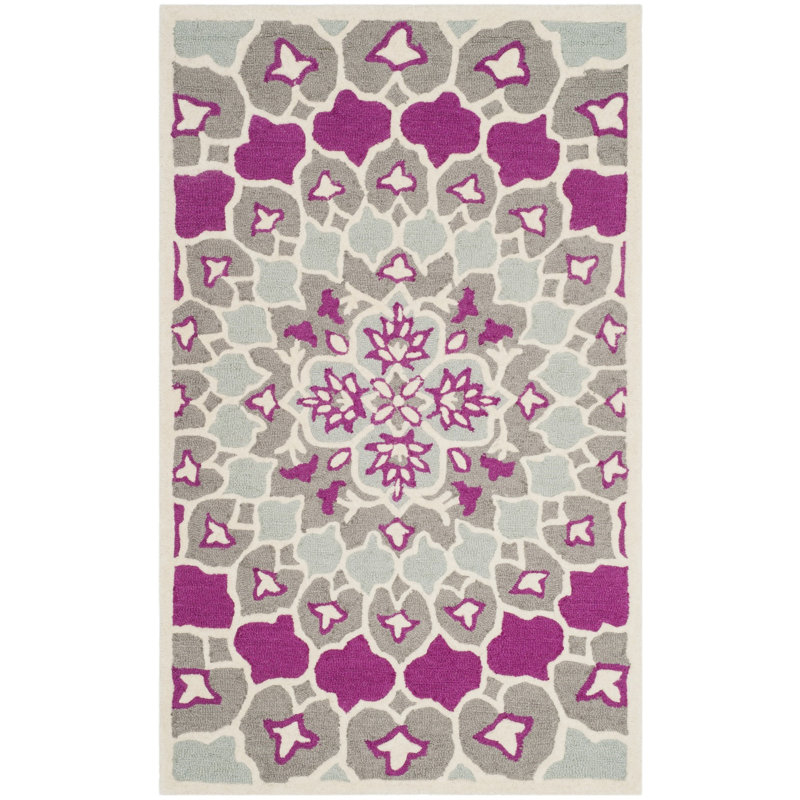 Miu Hand Tufted Wool Floral Rug, Rectangle 2' x 3'