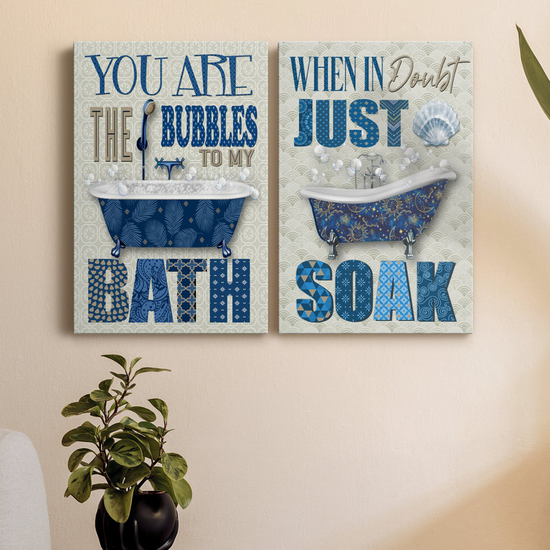 " Bubble Bath " 2 - Pieces, 12" H x 16" W x 1" D, Wrapped Canvas