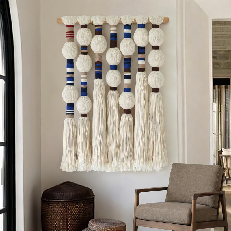 Boho Blue 15.7''w Macrame Wall Hanging