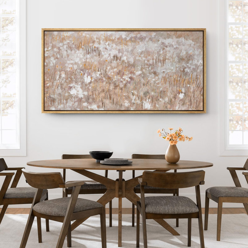 «Rustic Countryside Autumn Whispers», reproduction d'art texturée encadrée, H 30 po x l 60 po, Naturel