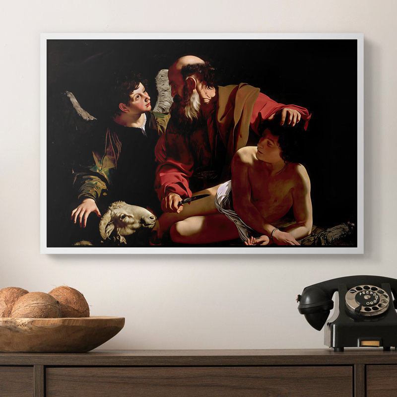 Le Sacrifice d'Isaac (version Uffizi), v. 1603 - Toile tendue avec châssis Caravaggio, 16 x 24, Blanc