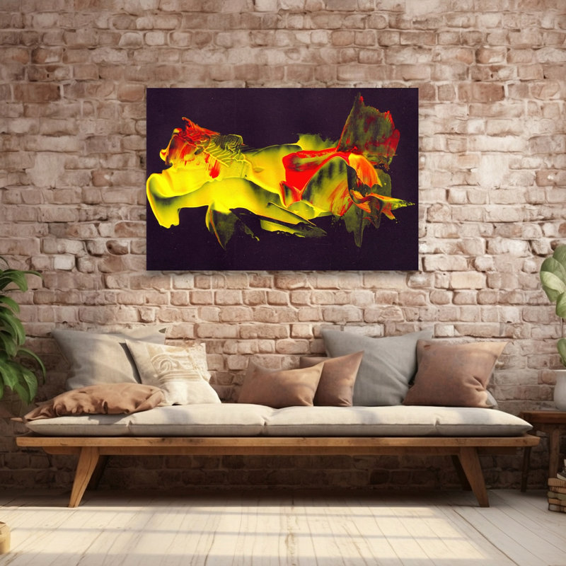 Fiery Abstract Energy, impression abstraite, cheval coloré, impression murale, 40" H x 60" W