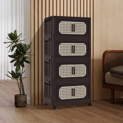 Bacs de rangement rétro pliables avec couvercles et roulettes