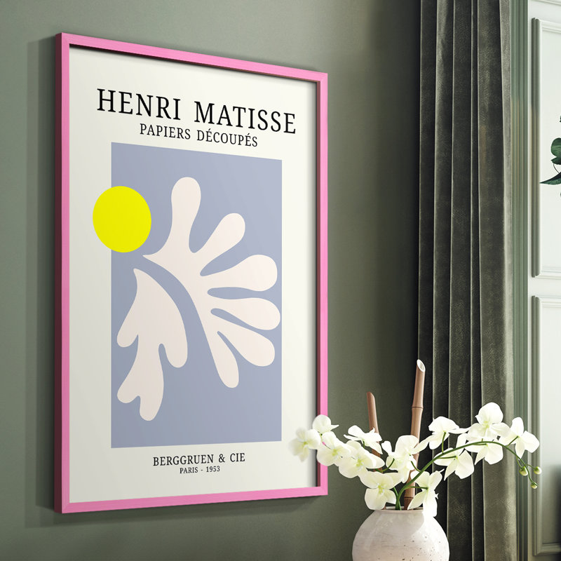 Matisse CDV III, reproduction encadrée - bois massif, Cadre photo rose simple, H 10 po x l 8 po