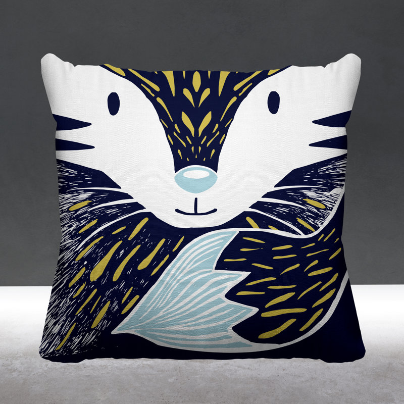Coussin décoratif d'intérieur Foxy Woodland, L 19 po x H 19 po, Bleu marine