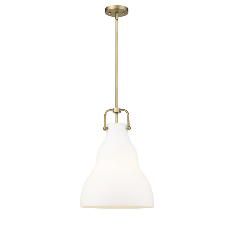 Luminaire suspendu sphère 1 lumière Fumiko, Laiton brossé, Blanc mat, Ampoule non incluse