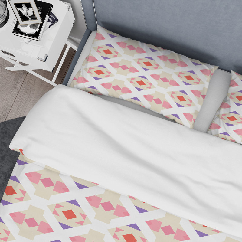 Modern & Contemporary Polyester Twill Geometric Shapes Duvet Cover, King Duvet Cover + 2 Shams