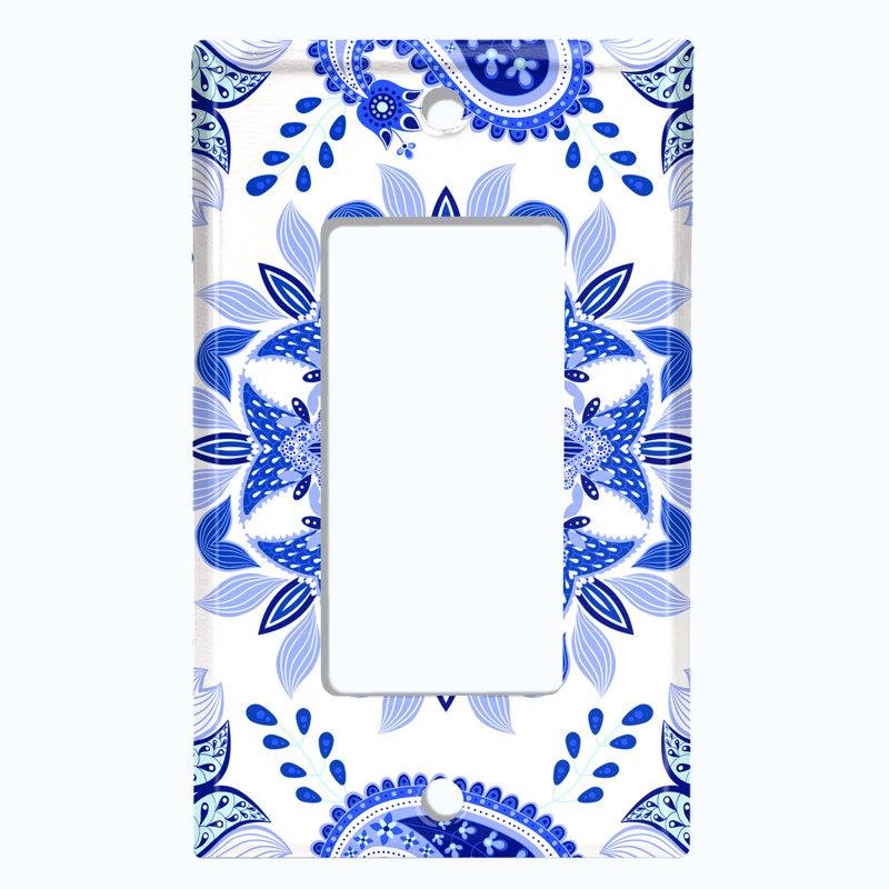 Patterned 1 - Gang Toggle Light Switch Standard Wall Plate, Blue