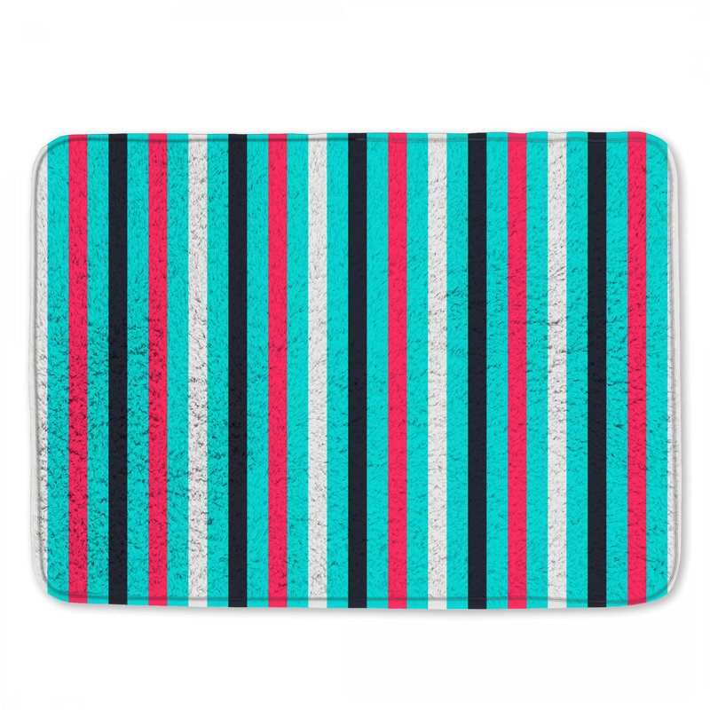 Tapis de bain vertical à rayures colorées, L 24 po x L 17 po