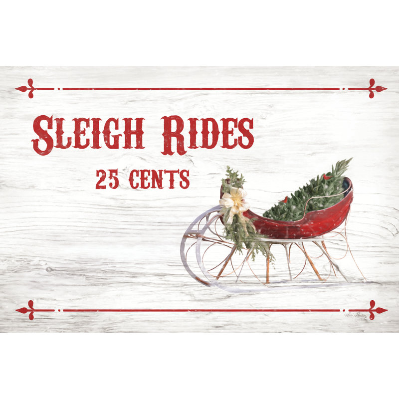 «Sleigh Rides 25 Cents» par Lori Deiter - reproduction imprimée, H 12 po x l 18 po, Non, Walnut Floater Framed Canvas