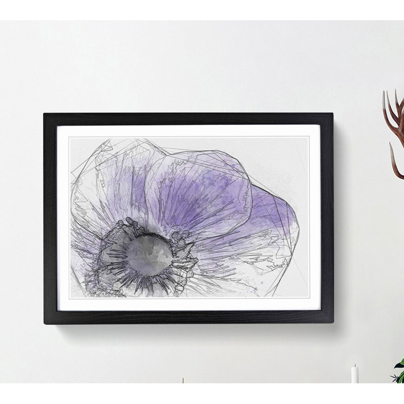 Purple Anemone Flower in Abstract - Framed Print, Black, 50cm H x 76cm W x 2cm D
