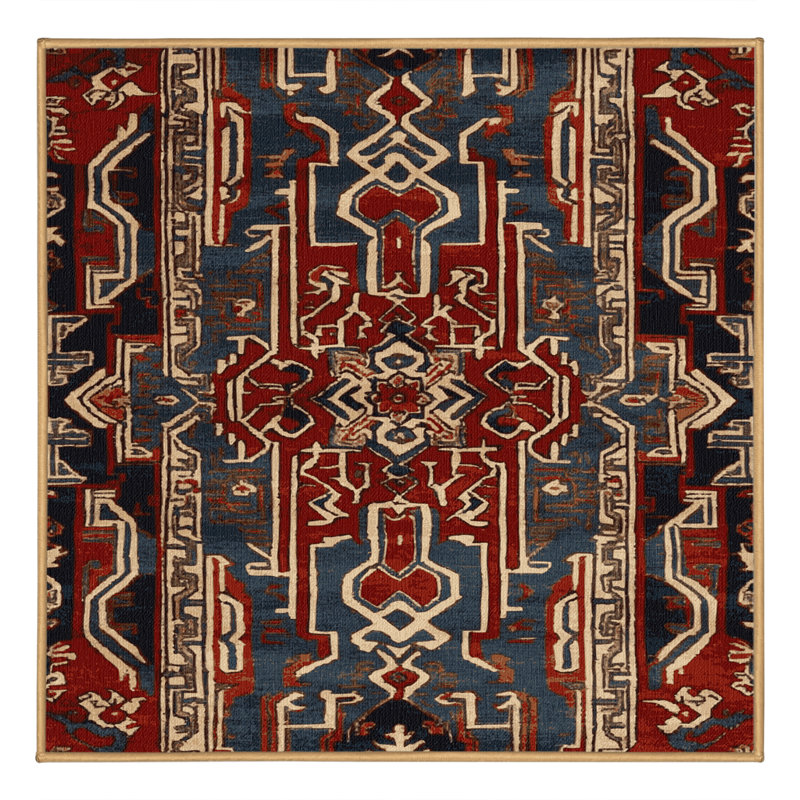 Tapis art déco brun lavable à la machine
