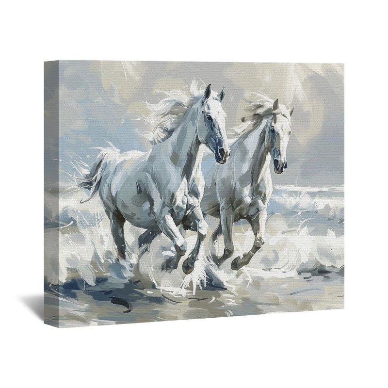 Décoration murale chevaux, course de toile, H 32 po x l 32 po