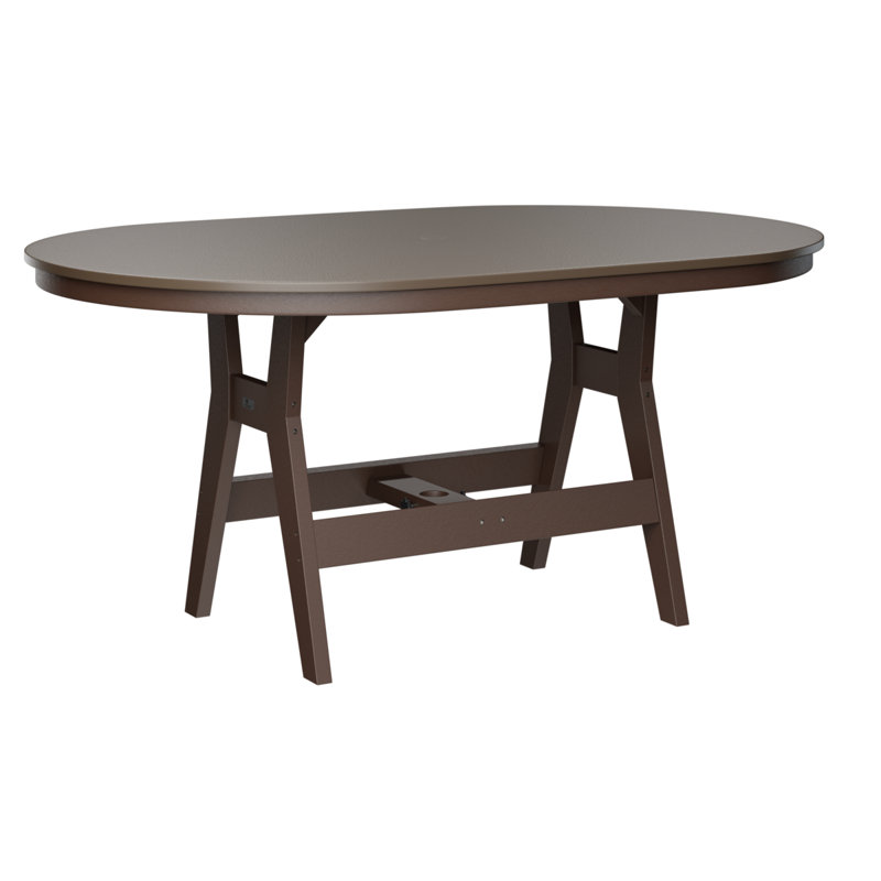 Harbor Outdoor Oval Bar Table, Hammered Top Bronze, 38.87" H x 64" W x 44" D, Chocolate Brown