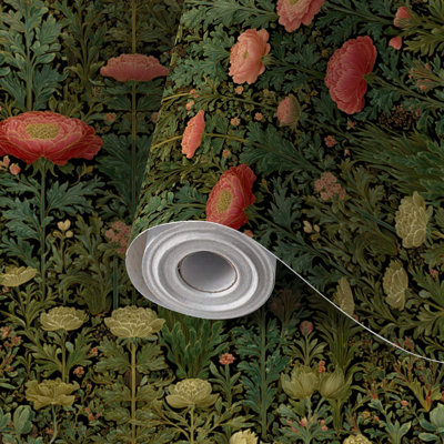 Papier auto-adhésif autocollant et amovible, motif floral, papier peint, rétro, adhésif, amovible, 24 po x 118 po (60 x 300 cm)