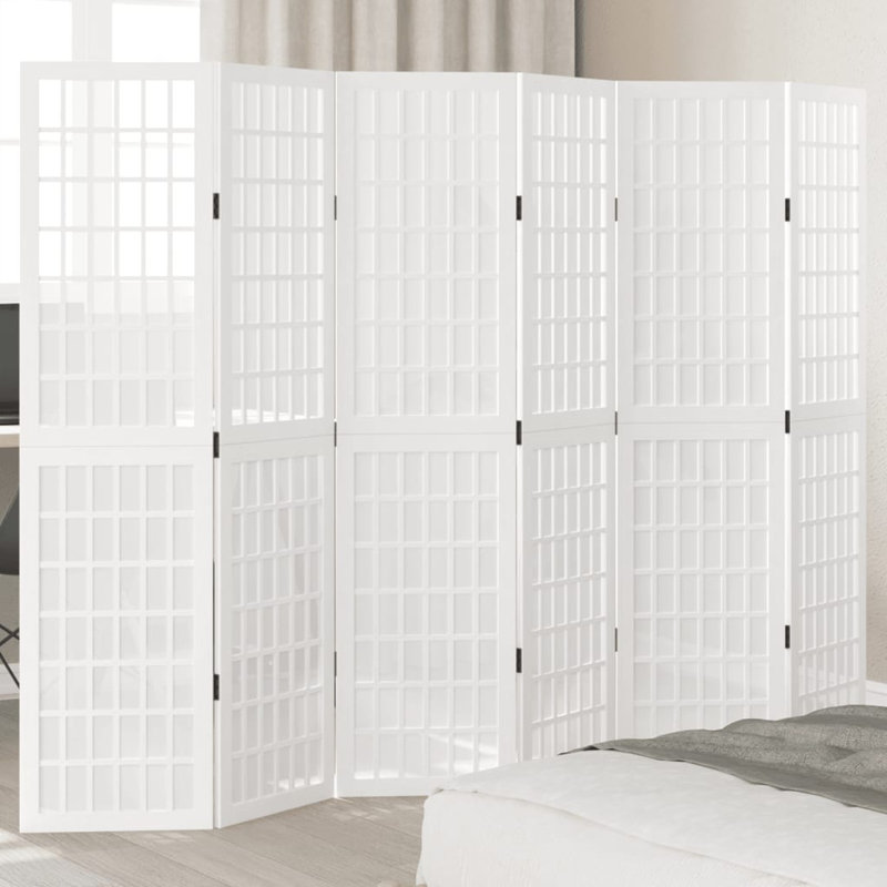 210cm W 6 - Panel Folding Room Divider, 160cm H x 210cm W x 0.16cm D, White