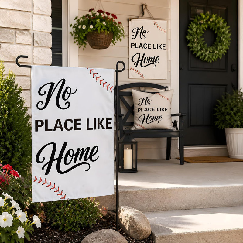 Baseball Party Favors - Drapeau de jardin de baseball | Drapeau à double face No Place Like Home | Articles de décoration de fête à thème pour le jardin