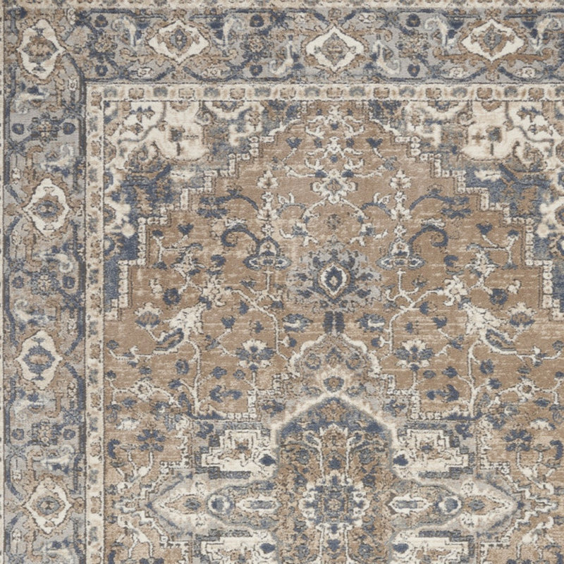 Tapis oriental beige tissé à la machine 5 pi x 7 pi