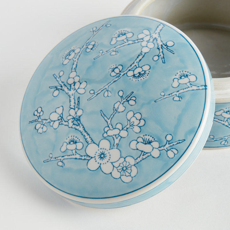 Grande boîte de rangement bleue en porcelaine peinte à la main Bleu de Chine, Grand