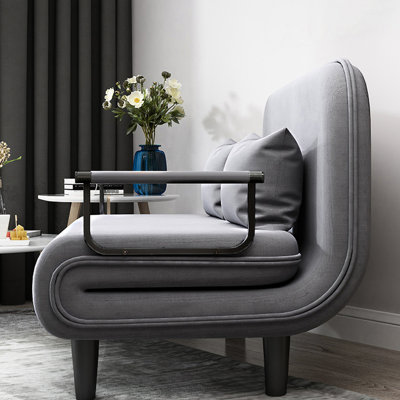 Foldable Chair Convertible To Bed - Comfortable Fabric, Metal Construction, Suitable For Various Rooms In Grey Metal, Relaxing