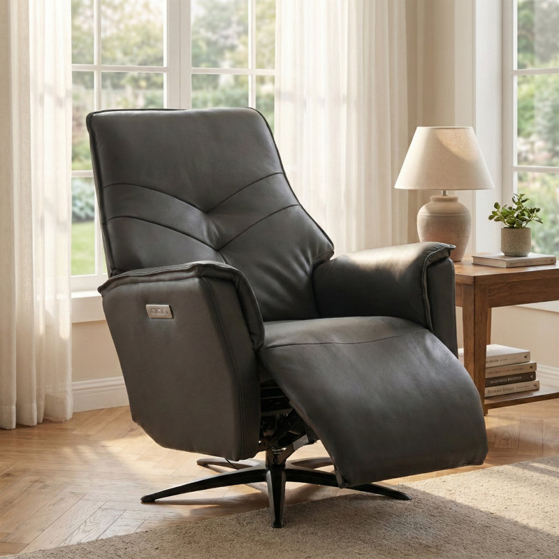 Makinlie 76cm Wide Swivel Standard Recliner, Anthracite