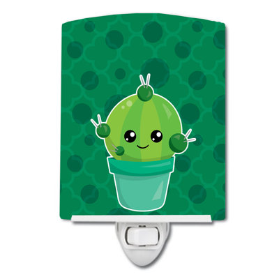 Ampoule de nuit en céramique cactus pois points