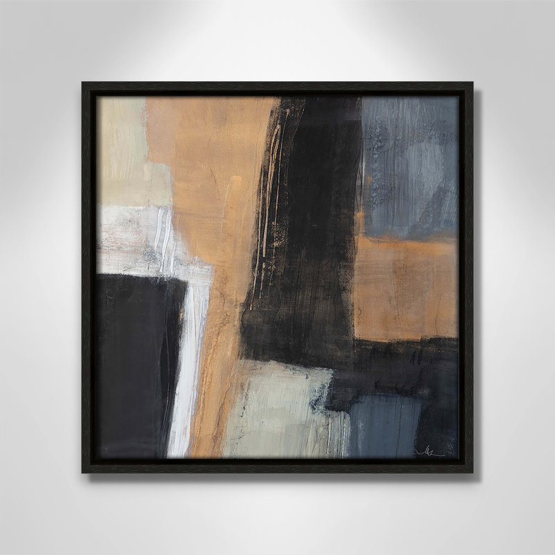 «Metallic Slate I» par Casa Fine Arts, H 13,5 po x l 13,5 po x P 2 po, Cadre flottant espresso