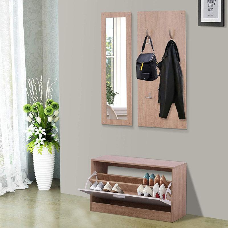 Hall Tree with Shoe Storage, Brown