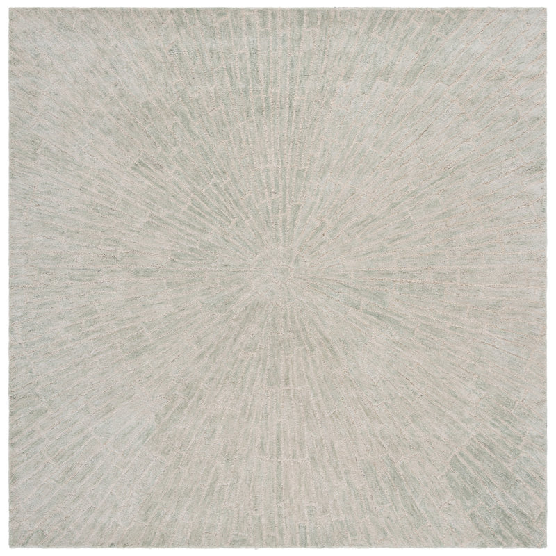 Marquee 507 Hand Tufted Wool; Cotton Starburst Rug in Light Green/Beige, Rectangle 9' x 12'