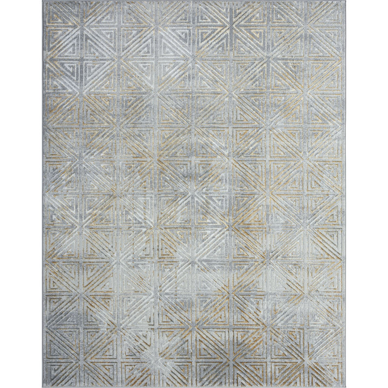 Lutjens Contemporary Geometric Beige Area Rug, Rectangle 8'7" x 12'2"