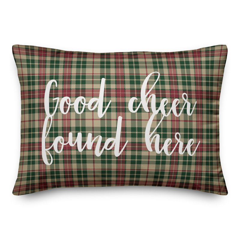  Good Cheer Found Here in Tartan Plaid Lumbar Pillow