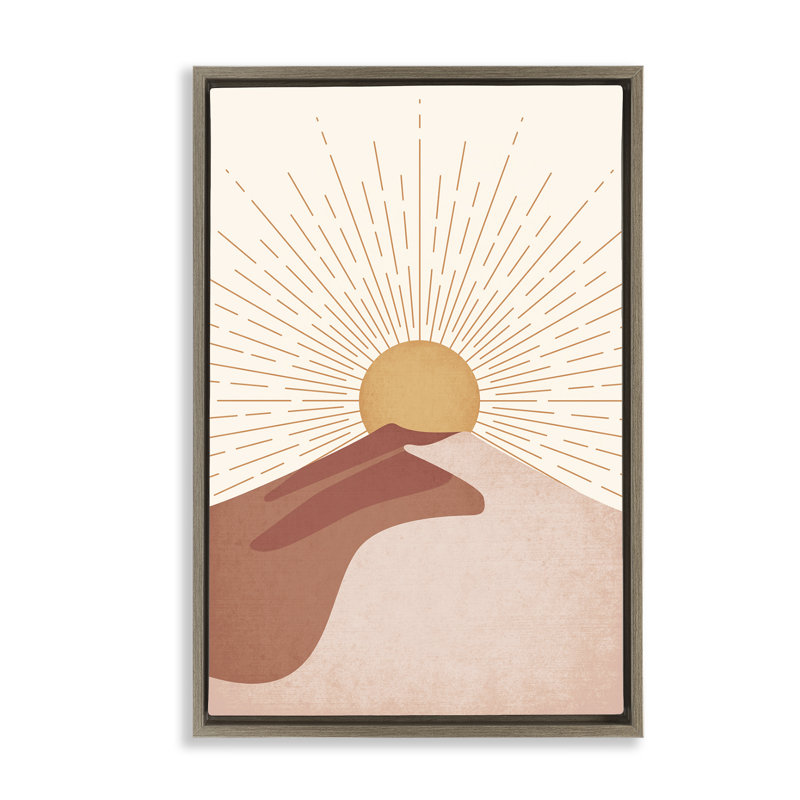 Toile flottante Sand Dune & Sun Rays par JJ Design House LLC, H 31 po x l 21 po, Cadre flottant orme Montalcino